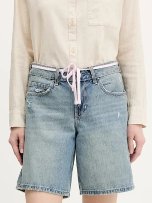 Hollister Co. szorty jeansowe damskie kolor niebieski gładkie medium waist KI349-5099
