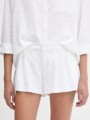 Hollister Co. szorty lniane damskie kolor biały gładkie medium waist KI349-5124