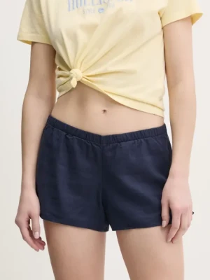 Zdjęcie produktu Hollister Co. szorty lniane damskie kolor granatowy gładkie high waist KI349-5077