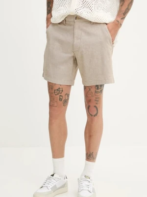 Hollister Co. szorty z domieszką lnu męskie kolor beżowy melanżowe KI328-5167