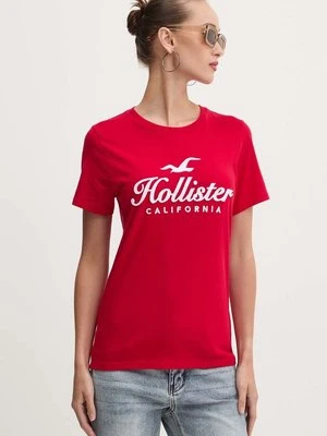 Hollister Co. t-shirt bawełniany damski kolor czerwony KI357-3285