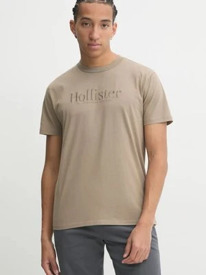 Hollister Co. t-shirt bawełniany męski kolor beżowy z aplikacją KI323-4213