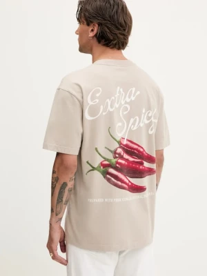 Hollister Co. t-shirt bawełniany męski kolor beżowy z nadrukiem KI323-5271