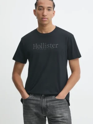 Hollister Co. t-shirt bawełniany męski kolor czarny z aplikacją KI323-4213