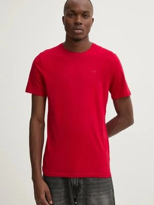 Hollister Co. t-shirt bawełniany męski kolor czerwony gładki KI324-4156