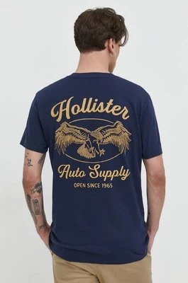 Hollister Co. t-shirt bawełniany męski kolor granatowy z aplikacją