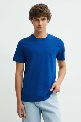 Hollister Co. t-shirt bawełniany męski kolor niebieski gładki KI324-4089