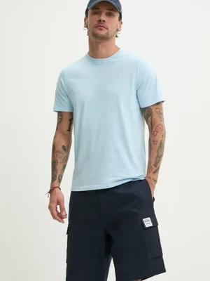 Hollister Co. t-shirt bawełniany męski kolor niebieski gładki KI324-5145