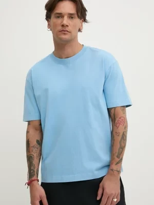 Hollister Co. t-shirt bawełniany męski kolor niebieski gładki KI324-5205