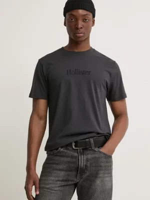 Hollister Co. t-shirt bawełniany męski kolor szary z aplikacją KI323-5134