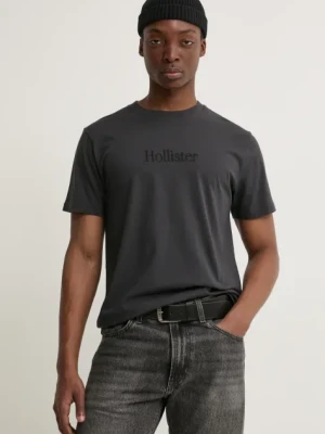 Hollister Co. t-shirt bawełniany męski kolor szary z aplikacją KI323-5134