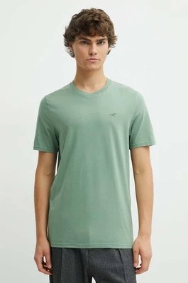 Hollister Co. t-shirt bawełniany męski kolor zielony gładki