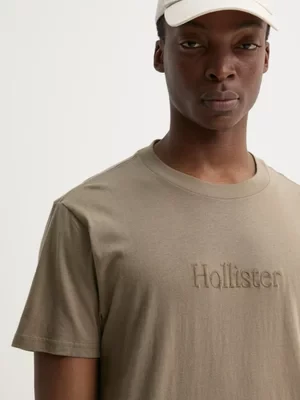 Hollister Co. t-shirt bawełniany męski kolor zielony z aplikacją KI323-5134