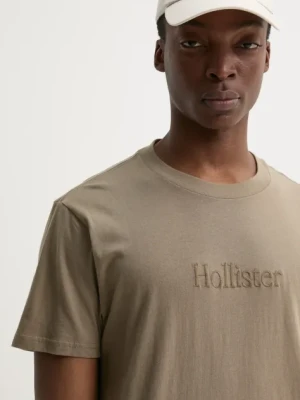 Hollister Co. t-shirt bawełniany męski kolor zielony z aplikacją KI323-5134