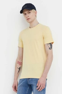 Hollister Co. t-shirt bawełniany męski kolor żółty gładki