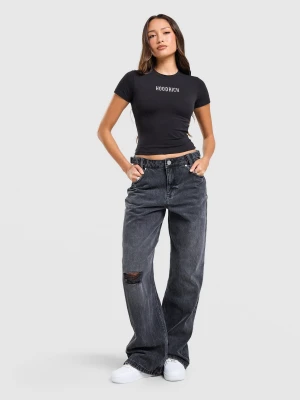 Hoodrich Spodnie Mono Wide Leg Jeans czarny