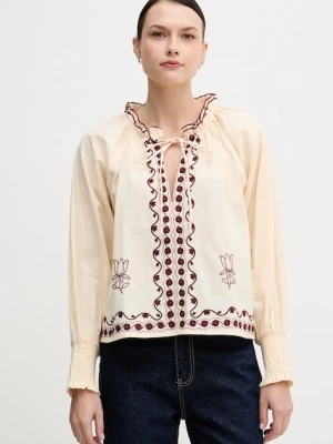 Hoss Intropia bluzka damska kolor beżowy z aplikacją 6282695