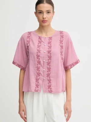 Hoss Intropia koszula bawełniana damska kolor różowy relaxed z kołnierzykiem klasycznym 5872095