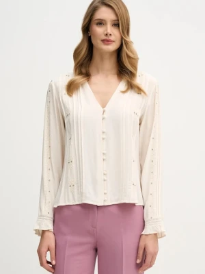 Hoss Intropia koszula damska kolor beżowy regular 6282692