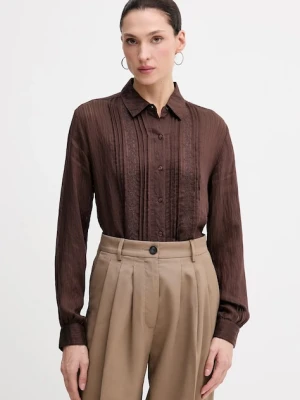 Hoss Intropia koszula damska kolor brązowy regular z kołnierzykiem klasycznym 6282697