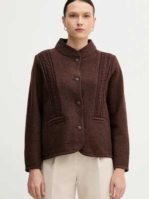 Hoss Intropia kurtka wełniana kolor brązowy przejściowa 5432678