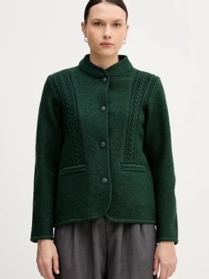 Hoss Intropia kurtka wełniana kolor zielony przejściowa 5432678