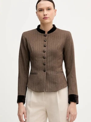 Hoss Intropia marynarka kolor brązowy jednorzędowa wzorzysta 5472062