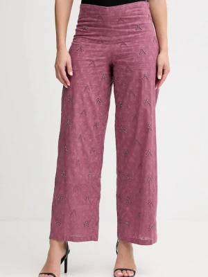 Hoss Intropia spodnie damskie kolor różowy proste high waist 6542822
