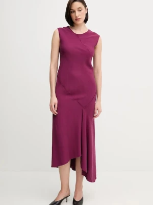 Hoss Intropia sukienka z domieszką lnu kolor fioletowy midi prosta 8229107