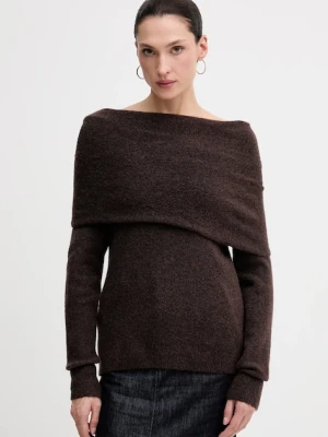 Hoss Intropia sweter z dodatkiem wełny damski kolor brązowy 6382056