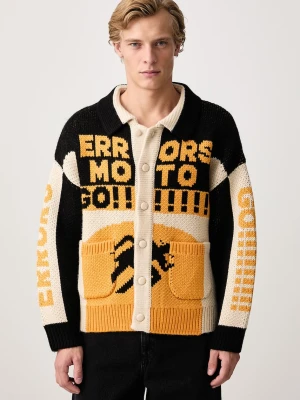 House of Errors Moto kardigan męski z dodatkiem wełny