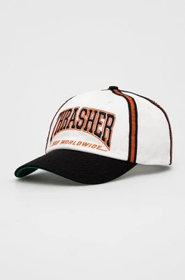 HUF czapka bawełniana x Trasher kolor biały z aplikacją