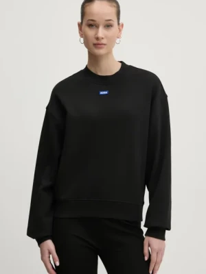 HUGO Blue bluza bawełniana damska kolor czarny z aplikacją 50534344