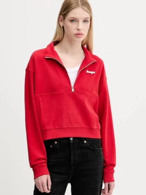 Hugo Blue bluza bawełniana damska kolor czerwony gładka 50542972