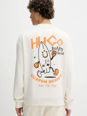 Hugo Blue bluza bawełniana męska kolor biały z nadrukiem 50539702