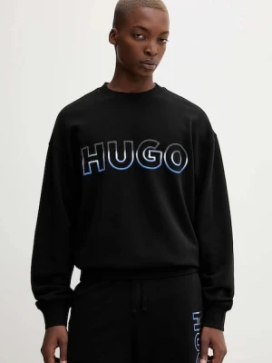Hugo Blue bluza bawełniana męska kolor czarny z aplikacją 50549148