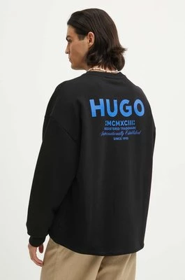 Hugo Blue bluza bawełniana męska kolor czarny z nadrukiem 50510732