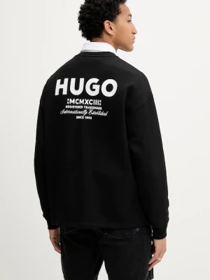 Hugo Blue bluza bawełniana męska kolor czarny z nadrukiem 50510732