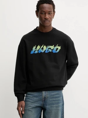 Hugo Blue bluza bawełniana męska kolor czarny z nadrukiem 50549153