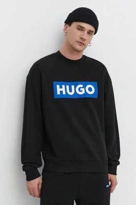 Hugo Blue bluza bawełniana męska kolor czarny z nadrukiem 50522375