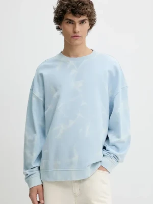 Hugo Blue bluza bawełniana męska kolor niebieski gładka 50534266