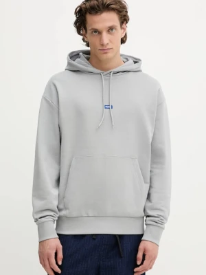 Hugo Blue bluza bawełniana Nalonso męska kolor szary z kapturem 50522374