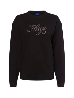 HUGO BLUE Bluza damska - Oversized Crew_B_2 Kobiety Bawełna czarny jednolity,