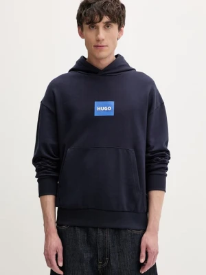 HUGO Blue bluza z kapturem męska bawełniana Nayohood granatowy