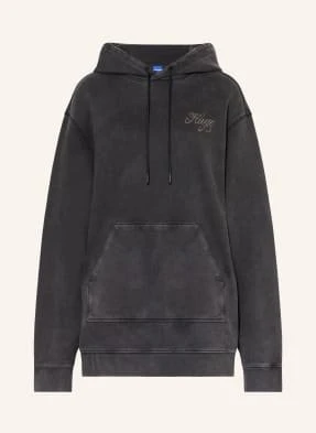 Hugo Blue Bluza Z Kapturem Oversized Dejandra Z Kamieniami Ozdobnymi grau