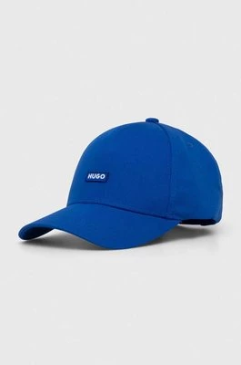 Hugo Blue czapka z daszkiem bawełniana kolor niebieski z aplikacją 50522266