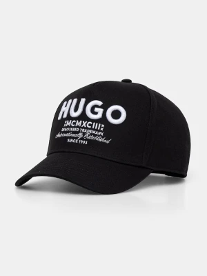 HUGO Blue czapka z daszkiem męska bawełniana Merk-Cap czarny