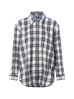 HUGO BLUE Damska koszula flanelowa - Ecristy Kobiety biały|czarny|lila w kratkę,
