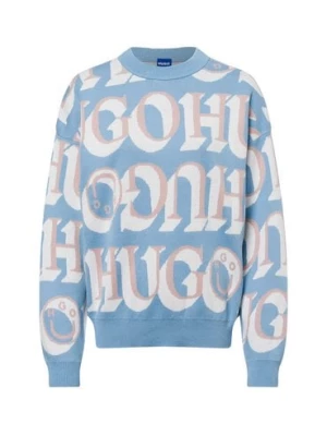 HUGO BLUE Damski sweter z dzianiny - Sestunni_B Kobiety Bawełna niebieski|biały wzorzysty,
