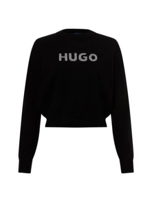 HUGO BLUE Damski sweter z dzianiny - Slogerix _B Kobiety czarny jednolity,